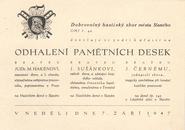18 foto Pozvnka na slavnostn odhalen pamtn desky